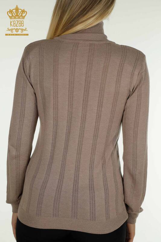 فروش عمده ژاکت بافتنی زنانه - با ریزه سوراخ - راسو - 30781 | KAZEE