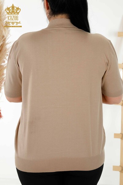 فروش عمده ژاکت بافتنی زنانه - طرح دار - بژ - 30240 | KAZEE - 8