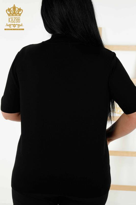 فروش عمده ژاکت بافتنی زنانه - طرح دار - مشکی - 30017 | KAZEE