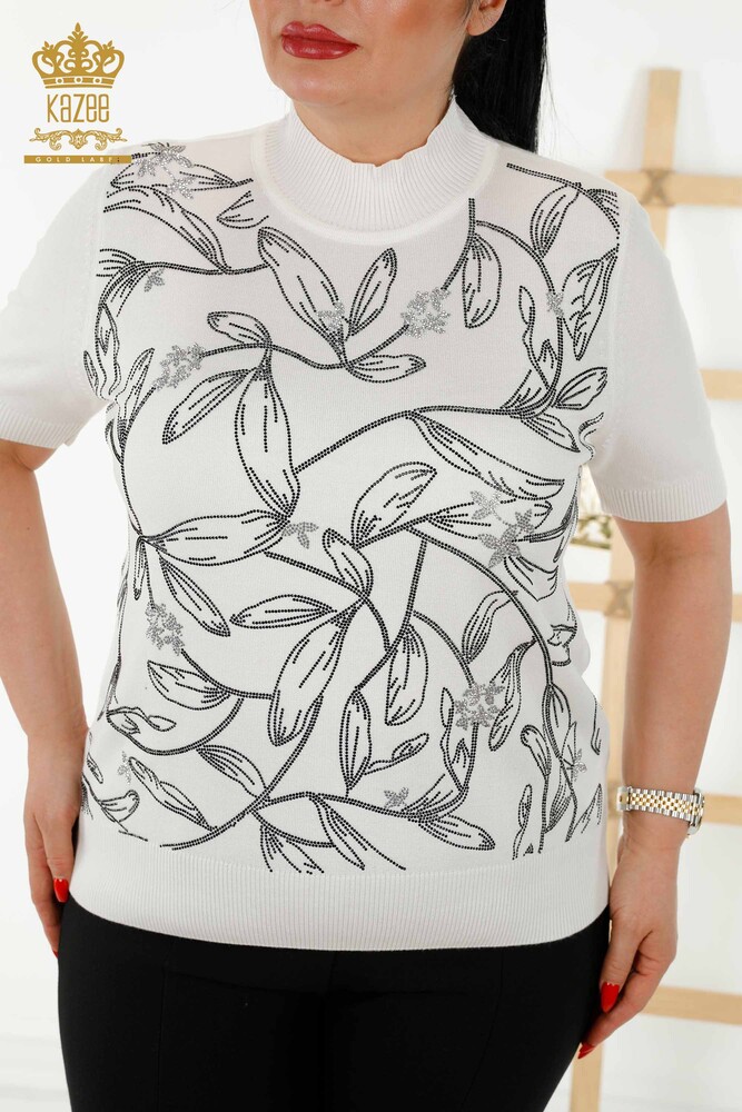 فروش عمده ژاکت بافتنی زنانه - طرح دار - اکرو - 30240 | KAZEE - 2