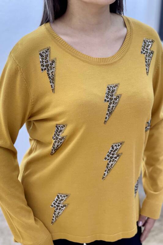فروش عمده ژاکت بافتنی زنانه - ریزه کاری پلنگی - سنگ دوزی - 16464 | KAZEE
