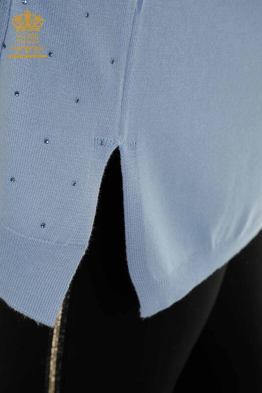 فروش عمده ژاکت بافتنی زنانه آستین بلند آبی - 30624 | KAZEE
