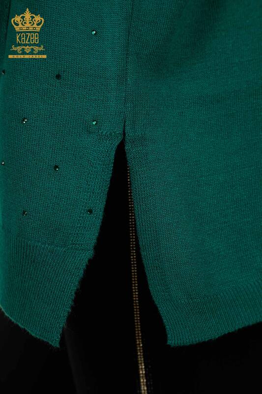 فروش عمده ژاکت بافتنی زنانه - آستین بلند - سبز - 30624 | KAZEE