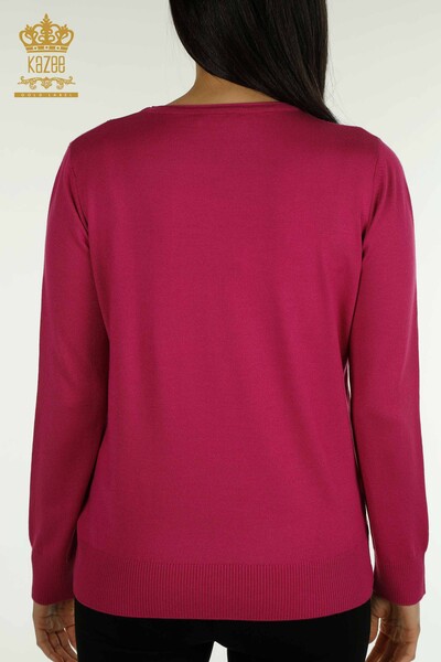 فروش عمده ژاکت بافتنی زنانه - آستین بلند - یاسی - 30635 | KAZEE - Thumbnail