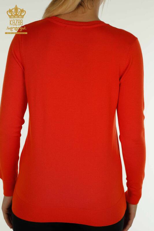 فروش عمده ژاکت بافتنی زنانه - آستین بلند - نارنجی - 11071 | KAZEE
