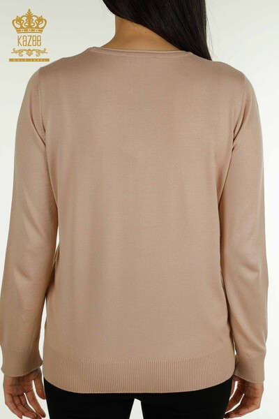 فروش عمده ژاکت بافتنی زنانه - آستین بلند - پودری - 30635 | KAZEE - 8