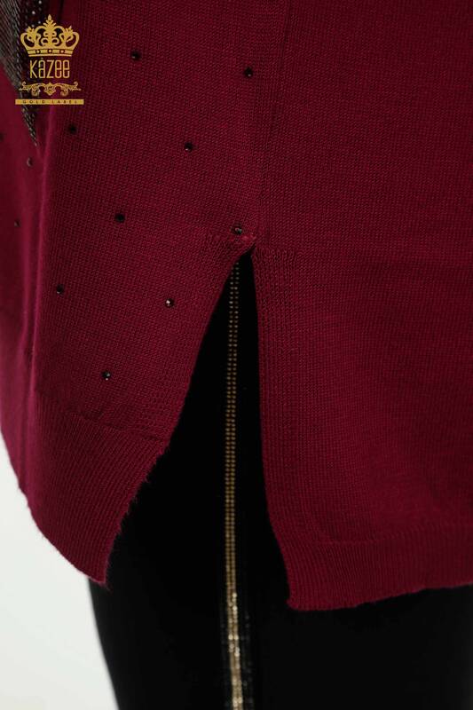 فروش عمده ژاکت بافتنی زنانه - آستین بلند - یاسی - 30624 | KAZEE