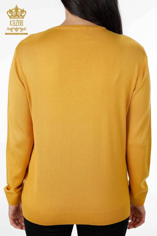 فروش عمده ژاکت بافتنی زنانه - آستین بلند - طرح رز - سنگ دوزی - 16846 | KAZEE