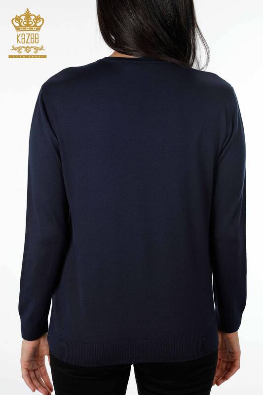 فروش عمده ژاکت بافتنی زنانه - آستین بلند - طرح رز - سنگ دوزی - 16846 | KAZEE