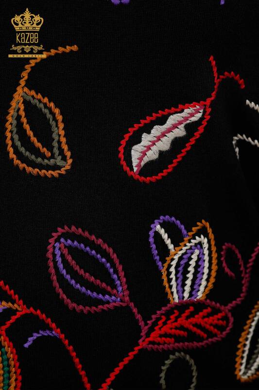 فروش عمده ژاکت بافتنی زنانه - طرح دار - گلدوزی شده - 16906 | KAZEE