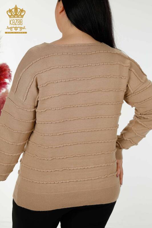 فروش عمده ژاکت بافتنی زنانه - خود بافت - بژ - 30169 | KAZEE