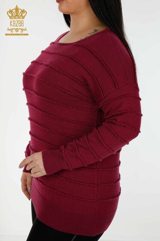 فروش عمده ژاکت بافتنی زنانه - خود بافتنی - آلو - 30169 | KAZEE