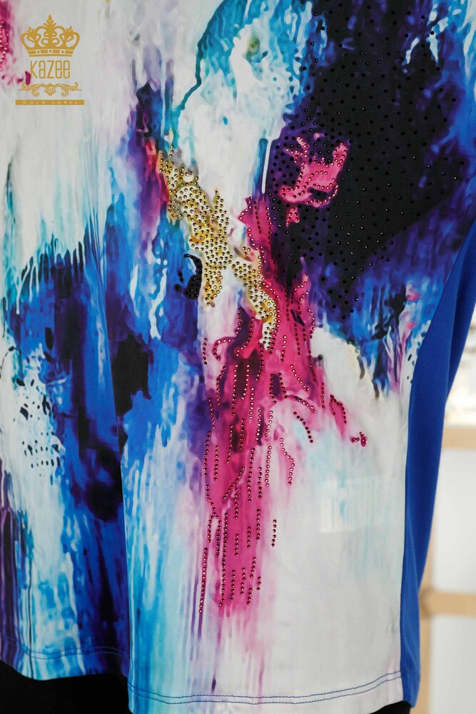 فروش عمده ژاکت بافتنی زنانه آستین کوتاه دیجیتال - 12087 | KAZEE - 5