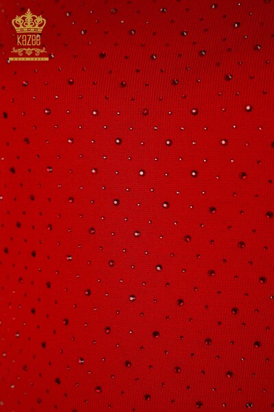 فروش عمده ژاکت بافتنی زنانه - آستین کوتاه - قرمز - 16950 | KAZEE - 3