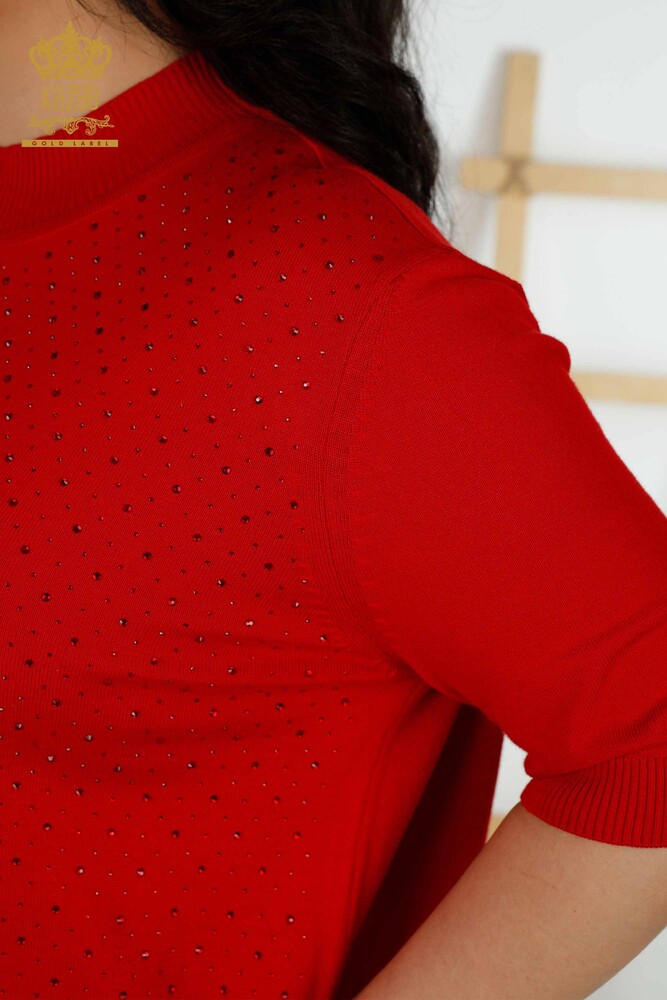 فروش عمده ژاکت بافتنی زنانه - آستین کوتاه - قرمز - 16950 | KAZEE - 5