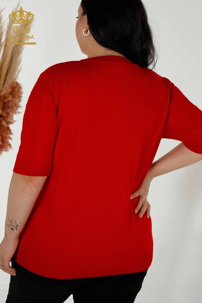 فروش عمده ژاکت بافتنی زنانه - آستین کوتاه - قرمز - 30129 | KAZEE - Thumbnail