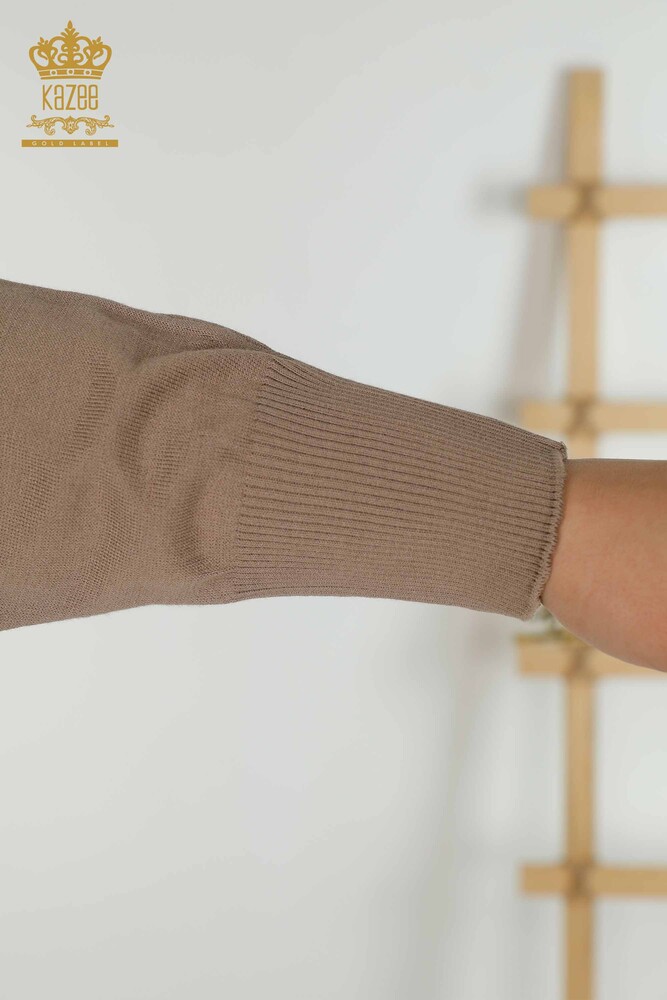 فروش عمده ژاکت بافتنی زنانه - شانه - ریزه کاری گلدار - راسو - 16133 | KAZEE - 5