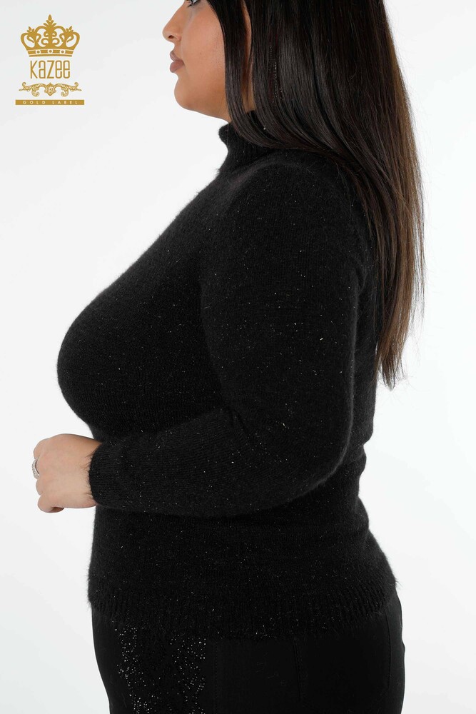 فروش عمده ژاکت بافتنی زنانه ژاکت براق مشکی - 19077 | KAZEE - 4