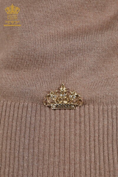 فروش عمده ژاکت بافتنی زنانه راسو یقه بلند پایه - 16663 | KAZEE - 6