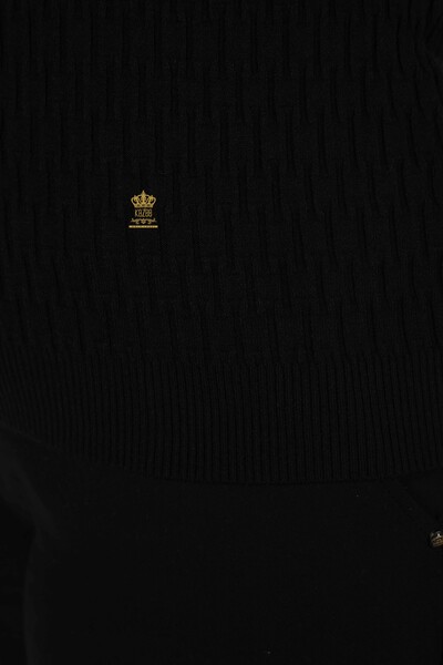 فروش عمده ژاکت بافتنی زنانه - یقه ایستاده - مشکی - 30338 | KAZEE - 5