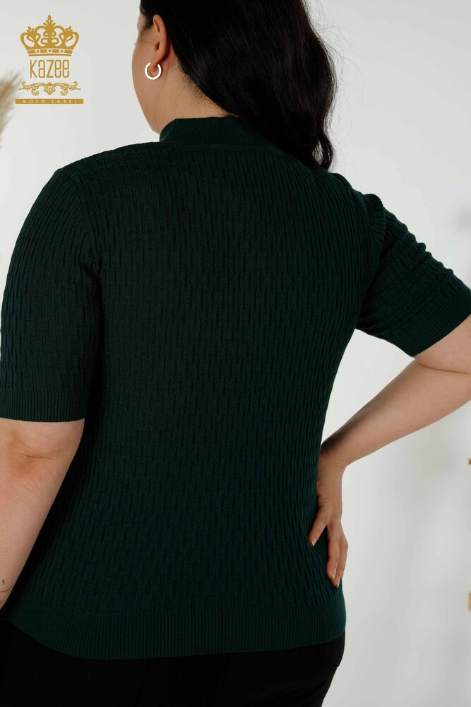 فروش عمده ژاکت بافتنی زنانه - یقه ایستاده - نفتی - 30338 | KAZEE - 7