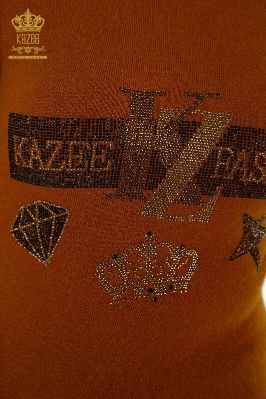 فروش عمده ژاکت بافتنی زنانه - سنگ دوزی - آنگورا - خردلی - 18894 | KAZEE