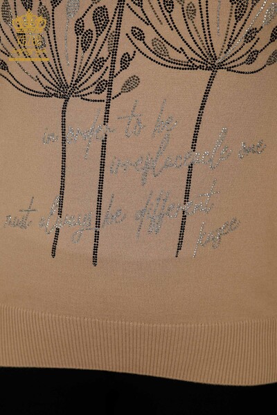 فروش عمده ژاکت بافتنی زنانه سنگ دوزی بژ - 30156 | KAZEE - 4