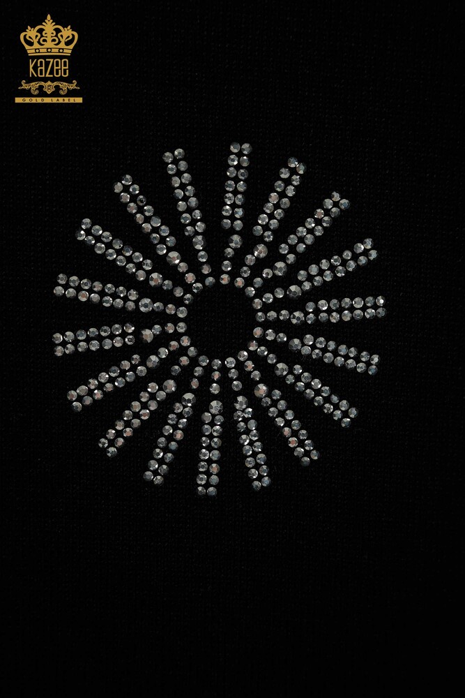 فروش عمده ژاکت بافتنی زنانه - سنگ دوزی - مشکی - 30318 | KAZEE - 4