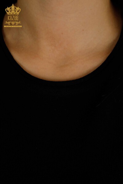 فروش عمده ژاکت بافتنی زنانه - سنگ دوزی - مشکی - 30318 | KAZEE - 6