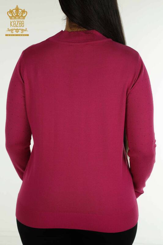 فروش عمده ژاکت بافتنی زنانه سنگ دوزی فوشیا - 30677 | KAZEE