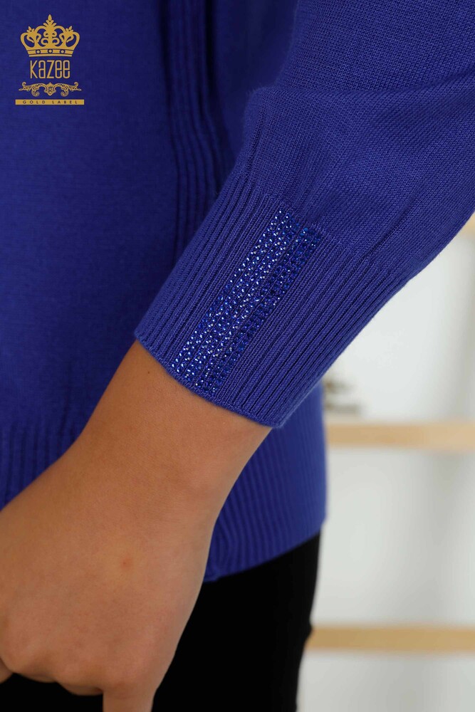 فروش عمده ژاکت بافتنی زنانه سنگ بنفش دوزی - 30104 | KAZEE - 5