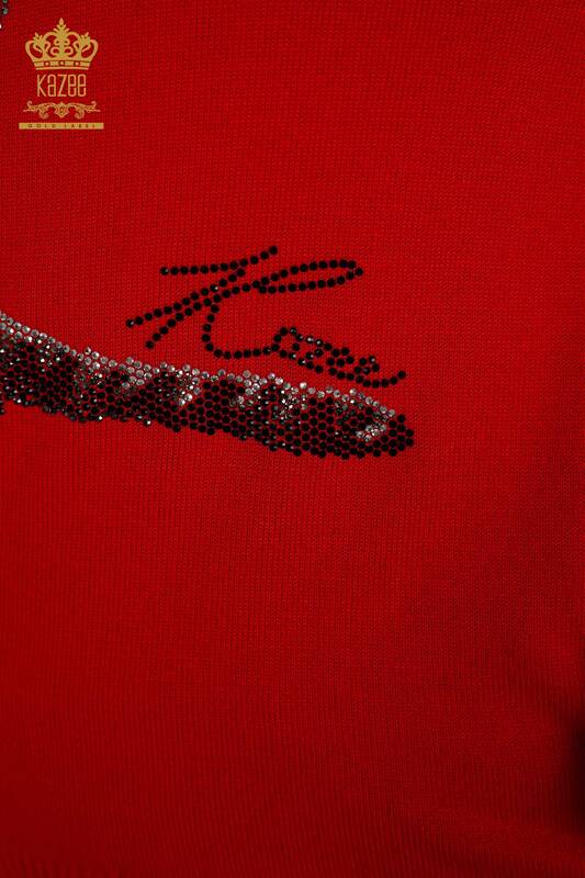 فروش عمده ژاکت بافتنی زنانه طرح ببر قرمز - 30127 | KAZEE
