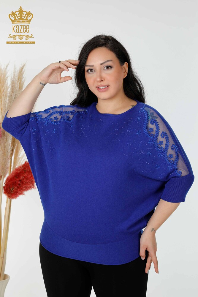 عمده فروشی ژاکت بافتنی زنانه با ساکس -16826 / کازی - 1