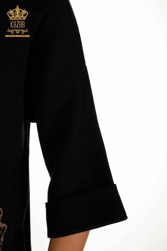 فروش عمده ژاکت بافتنی زنانه - دو رنگ - مشکی - 30197 | KAZEE