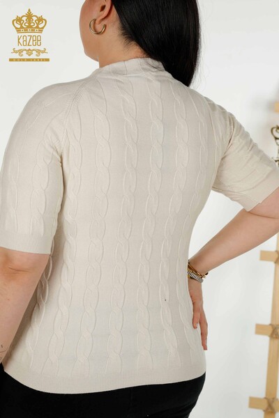 فروش عمده ژاکت بافتنی زنانه - بافت - بژ - 30251 | KAZEE - 6