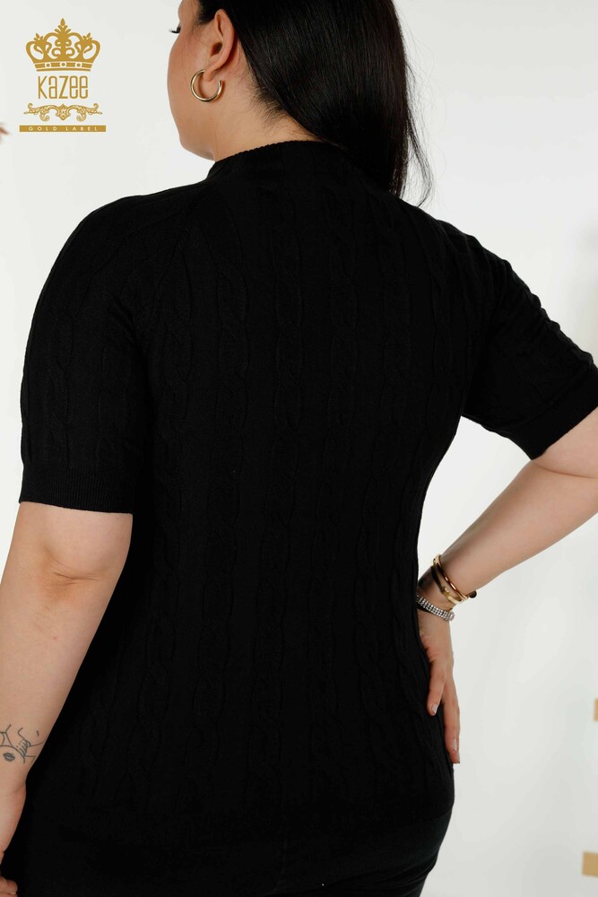 فروش عمده ژاکت بافتنی زنانه - بافت - مشکی - 30251 | KAZEE - 6