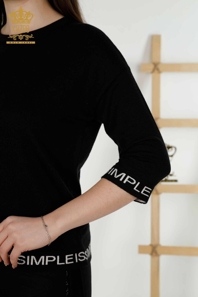 عمده فروشی ژاکت بافتنی زنانه اکرو مشکی مشکی - 30359 | KAZEE - 4