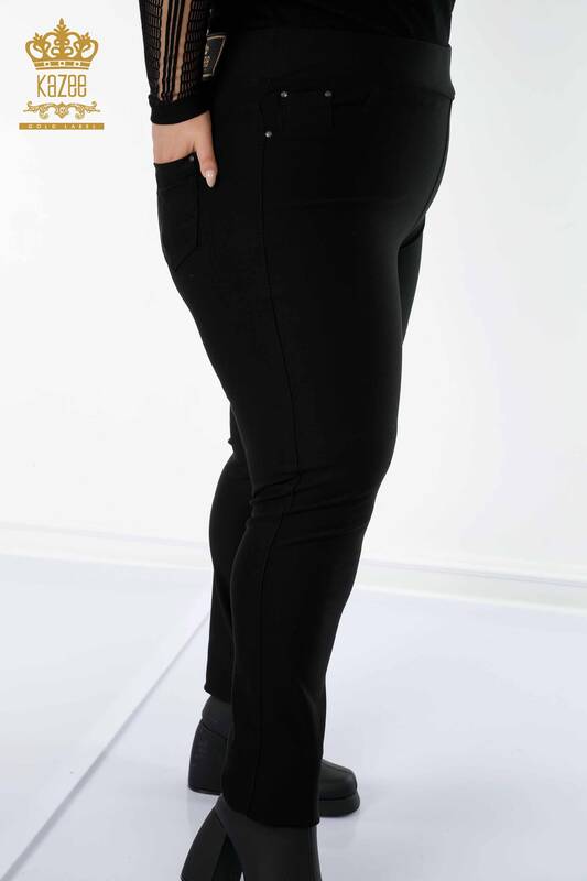 فروش عمده شلوار ساق زنانه - طرح پلنگی - مشکی - 3648 | KAZEE