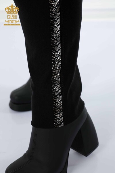 فروش عمده شلوار ساق زنانه - جزییات جیبی - مشکی - 3586 | KAZEE - Thumbnail