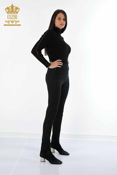 فروش عمده شلوار ساق زنانه - رز دوزی - سنگ دوزی - جیب - 3635 | KAZEE - Thumbnail