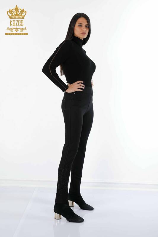 فروش عمده شلوار ساق زنانه - رز دوزی - سنگ دوزی - جیب - 3635 | KAZEE