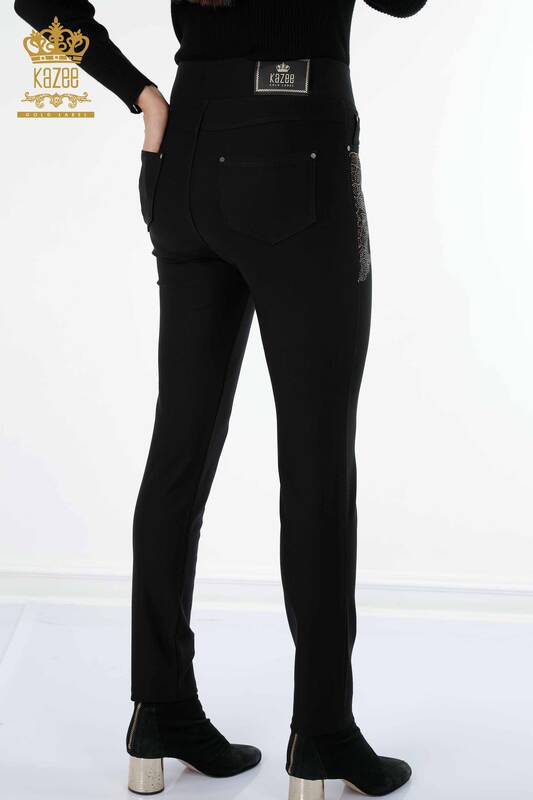 فروش عمده شلوار ساق زنانه - کناره های طرح دار - سنگ دوزی رنگی - 3610 | KAZEE