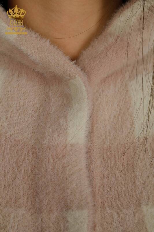 فروش عمده ژاکت کش باف پشمی بلند زنانه - چهارخانه - آنگورا - پودری - 30208 | KAZEE