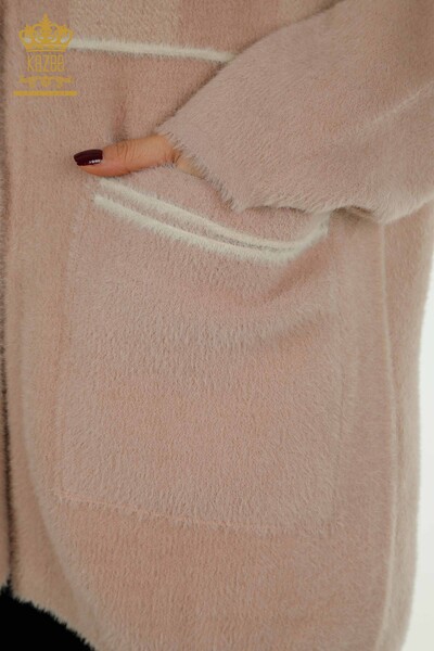 فروش عمده ژاکت کش باف پشمی بلند زنانه - چهارخانه - آنگورا - پودری - 30208 | KAZEE - Thumbnail