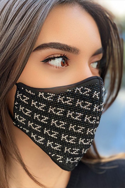 فروش عمده ماسک زنانه با ریزه کاری حروف و سنگ دوزی - 416 | KAZEE - Thumbnail