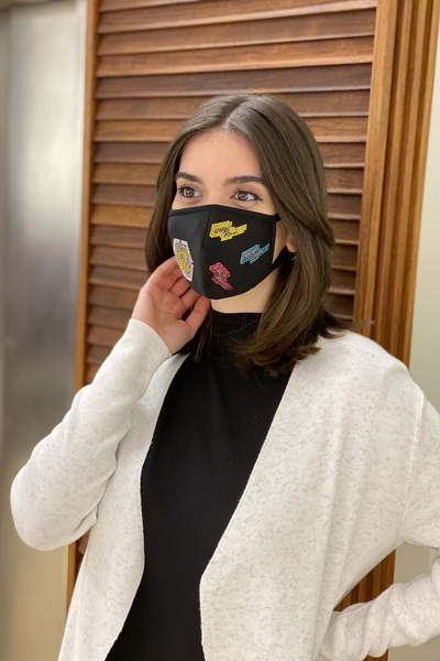 فروش عمده ماسک زنانه - سنگ دوزی - طرح دار - 458 | KAZEE - Thumbnail