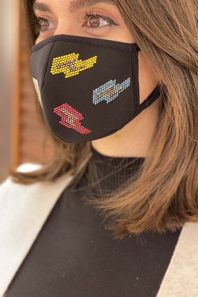 فروش عمده ماسک زنانه - سنگ دوزی - طرح دار - 458 | KAZEE - Thumbnail