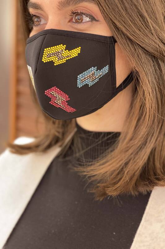 فروش عمده ماسک زنانه - سنگ دوزی - طرح دار - 458 | KAZEE