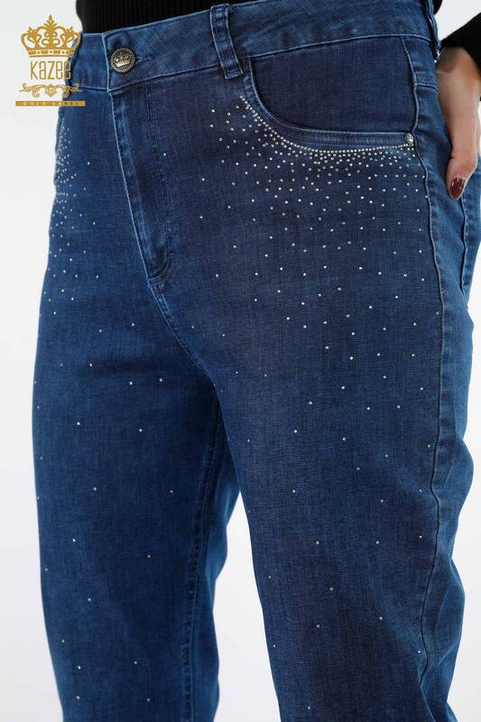 فروش عمده شلوار جین زنانه - رنگارنگ - سنگ کریستال دوزی - نخی - 3588 | KAZEE