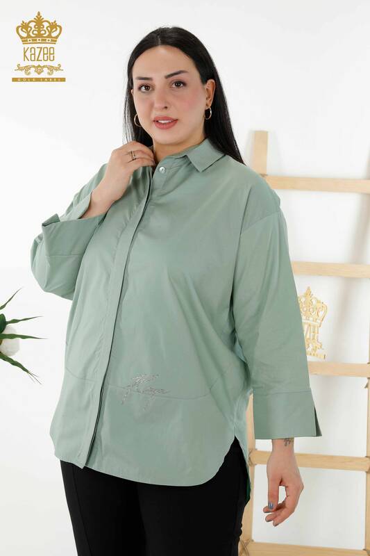 فروش عمده پیراهن زنانه - پشت - طرح پروانه - سبز - 20107 | KAZEE